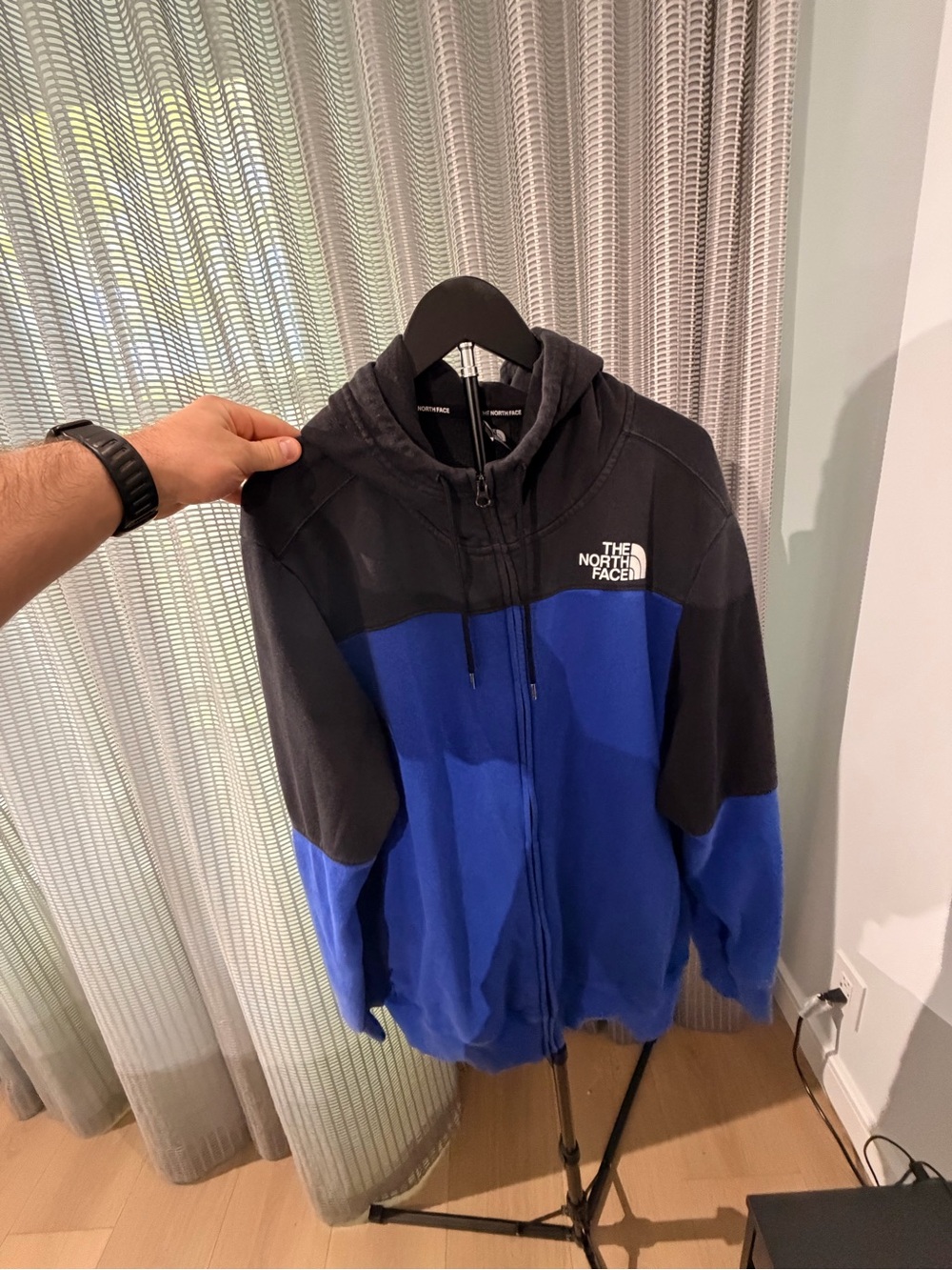 The North Face Blue & Black Hooded Zip Lightweight Jacket